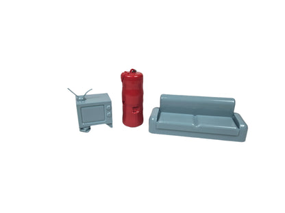 Sewer Lair Furniture Accessory Kit – Couch, TV Stand, and Punching Bag