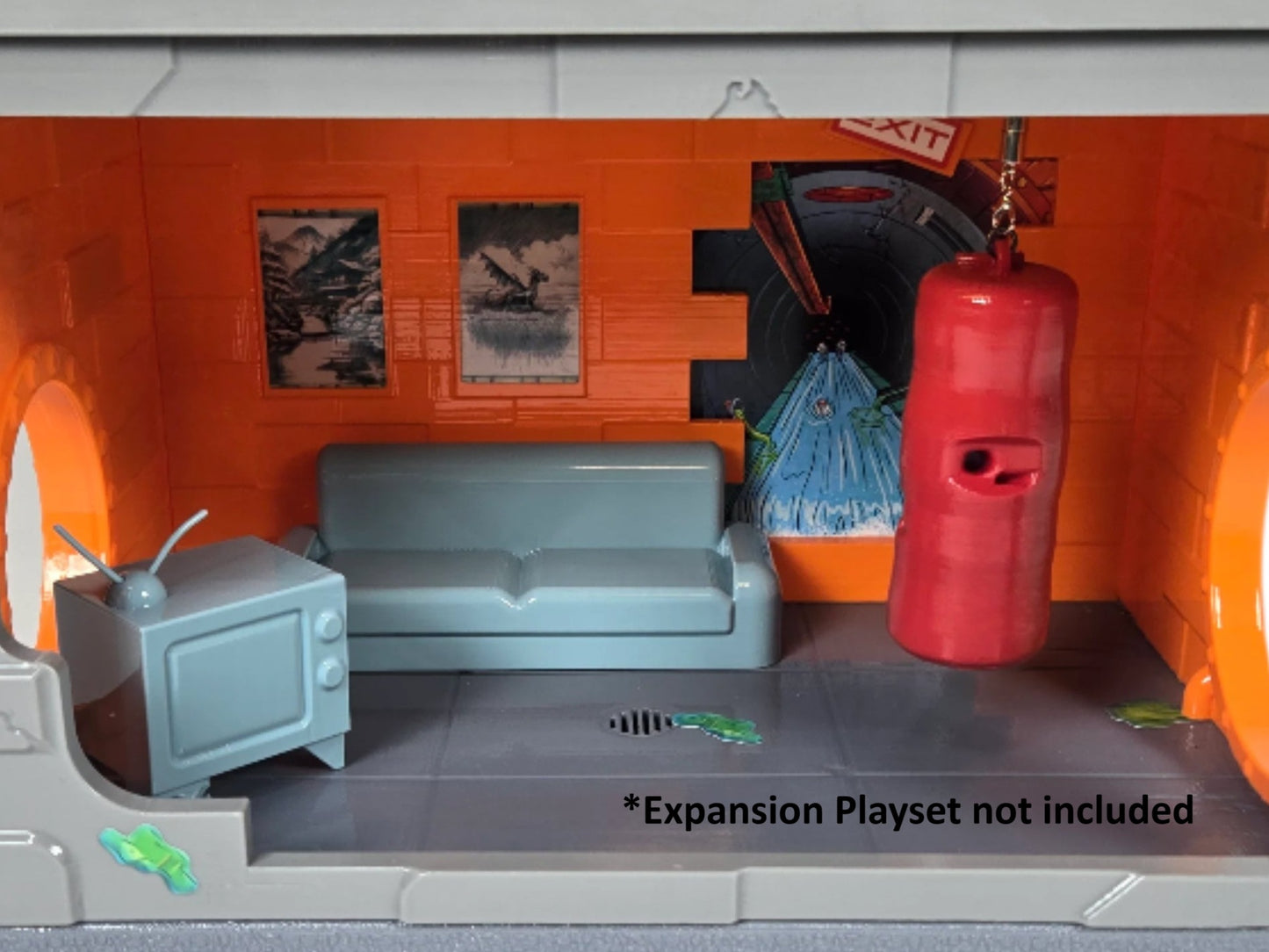 Sewer Lair Furniture Accessory Kit – Couch, TV Stand, and Punching Bag
