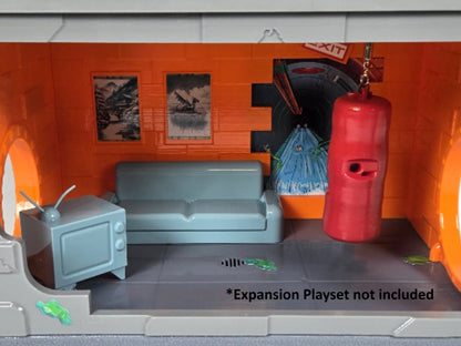 Sewer Lair Furniture Accessory Kit – Couch, TV Stand, and Punching Bag